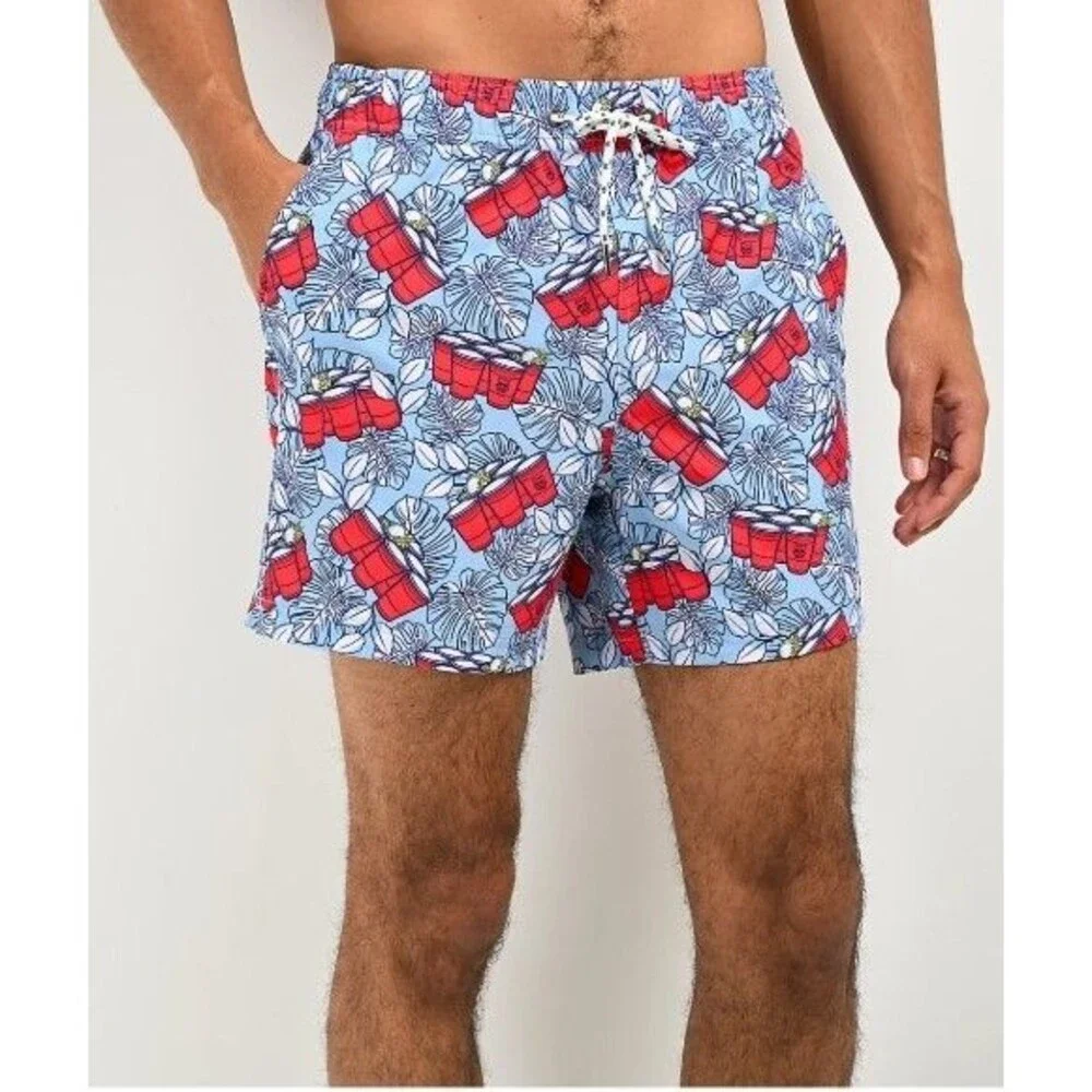 Party Pants Men’s Swim Trunks Sz M Wilmington Blue Sport Inner Pockets Quick-Dry